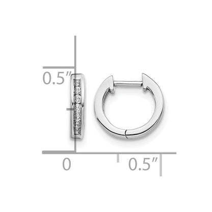 14K Weißgold Creolen mit echten Diamanten und Klappscharnier