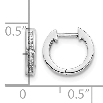 14K Weißgold Creolen mit echten Diamanten und Klappscharnier