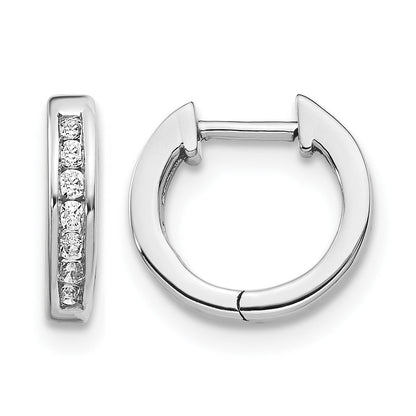 14K Weißgold Creolen mit echten Diamanten und Klappscharnier