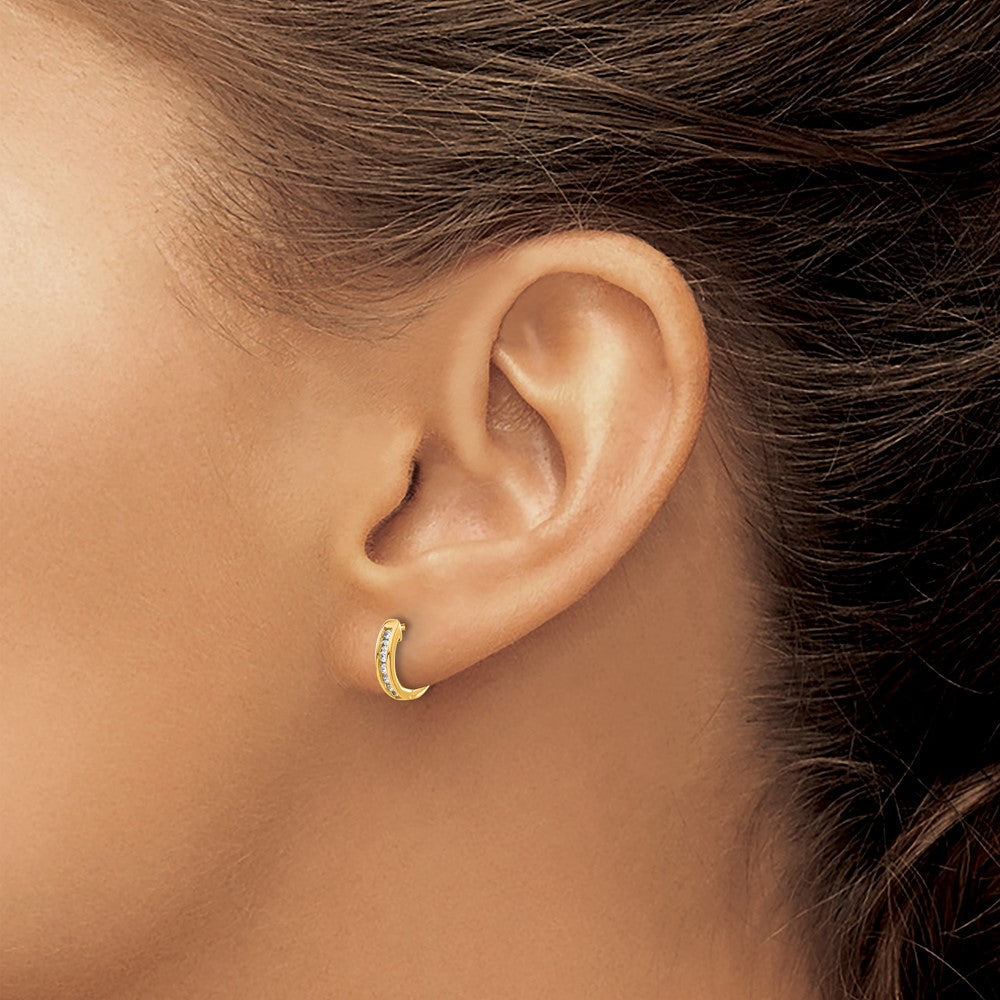14K Gold Diamant Creolen mit Klappscharnier, poliert