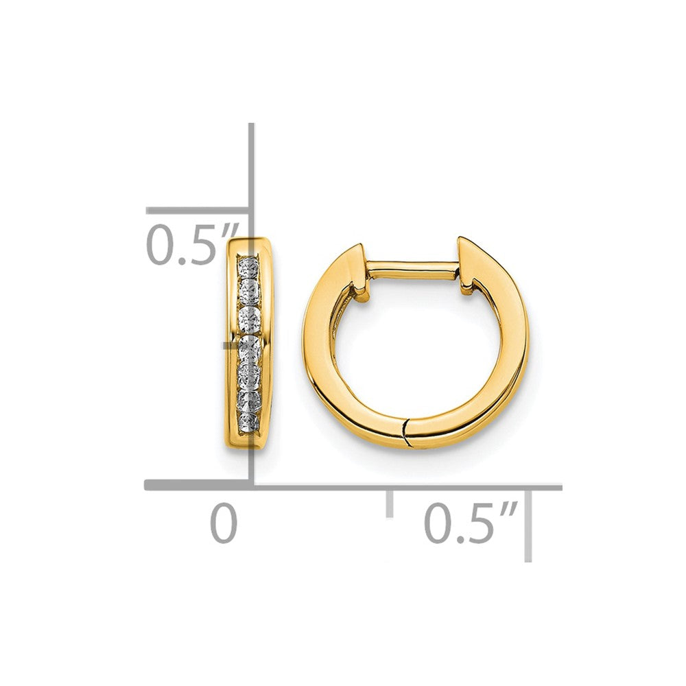 14K Gelbgold Creolen mit Klappscharnier, 0,125 ct. im Labor gezüchtete Diamanten VS/SI+ G+, komplett besetzt