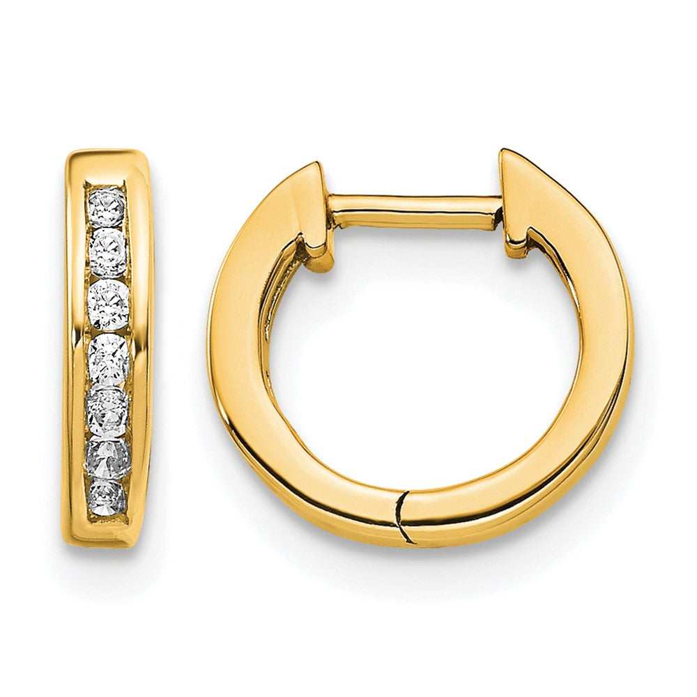 14K Gold Diamant Creolen mit Klappscharnier, poliert