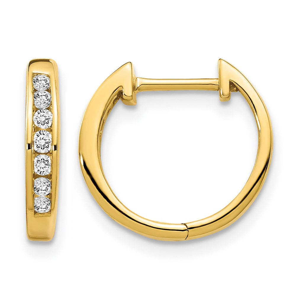 10K Gelbgold Poliert Diamant Klappbar Creolen