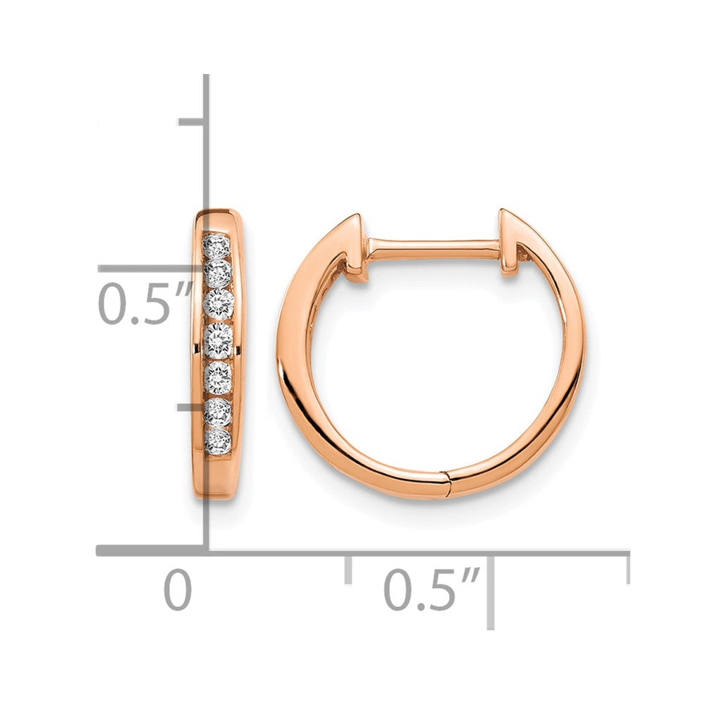 14K Roségold Diamant-Creolen mit Klappscharnier, poliert