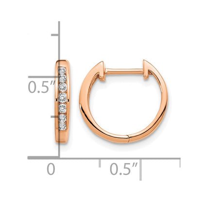 14K Roségold Diamant-Creolen mit Klappscharnier, poliert