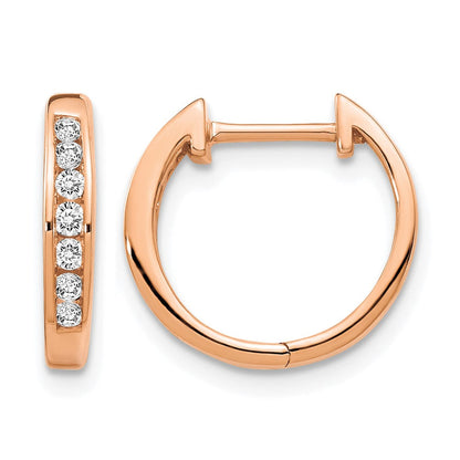 14K Roségold Diamant-Creolen mit Klappscharnier, poliert
