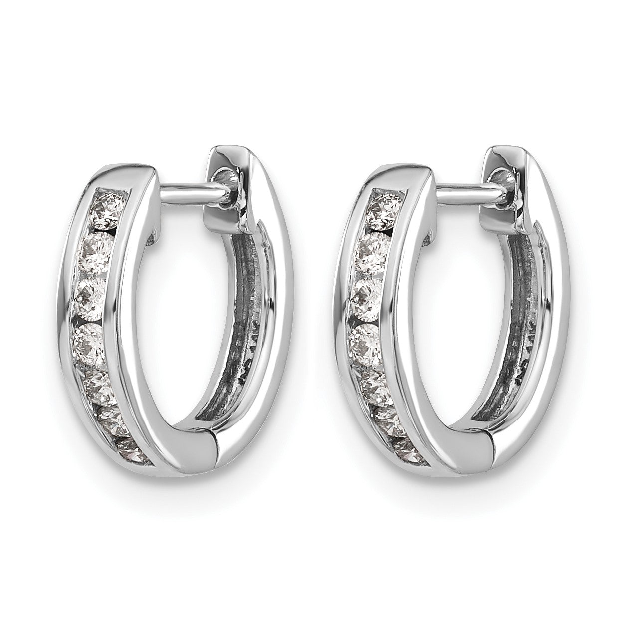14K Weißgold Creolen mit echten Diamanten und Klappscharnier