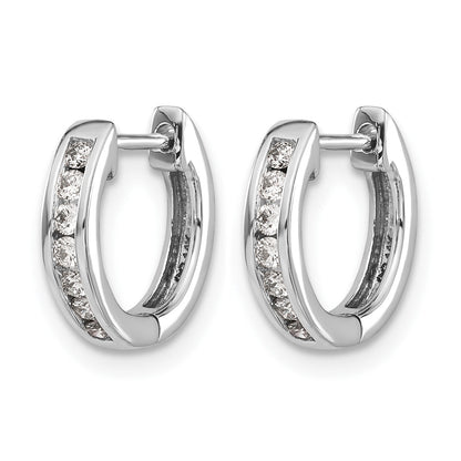 14K Weißgold Creolen mit echten Diamanten und Klappscharnier