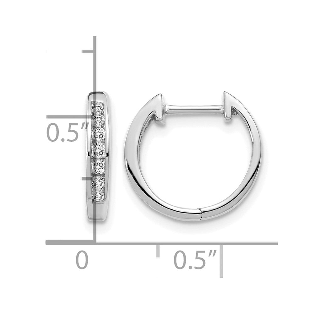 14K Weißgold Creolen mit echten Diamanten und Klappscharnier