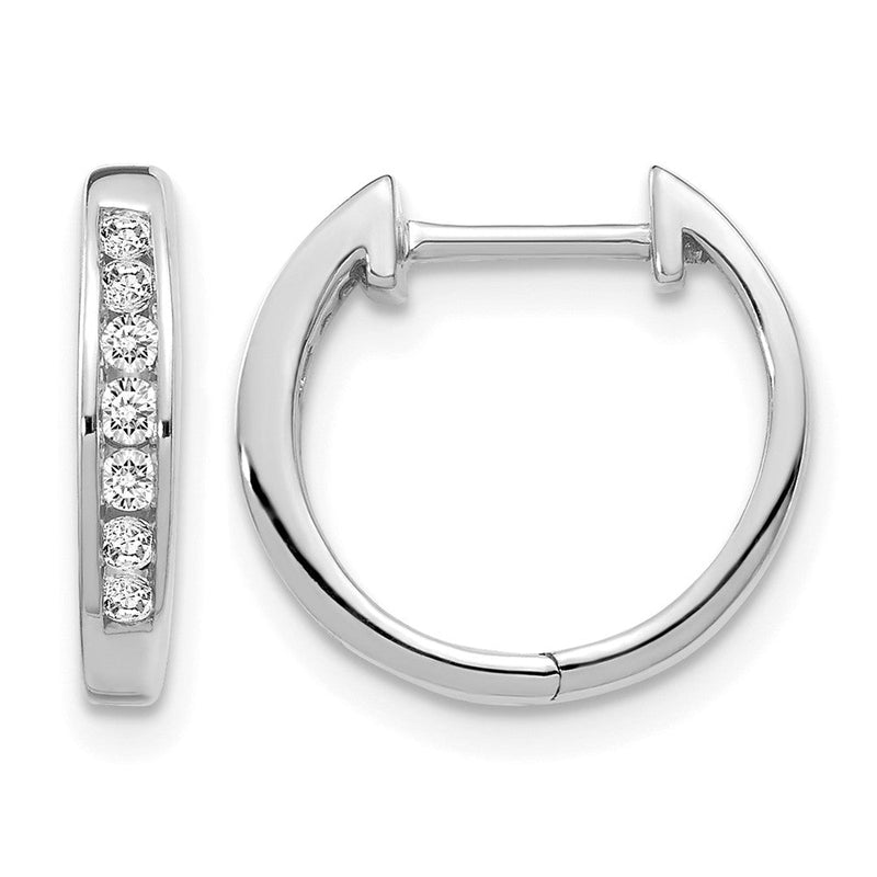 14K Weißgold Creolen mit echten Diamanten und Klappscharnier