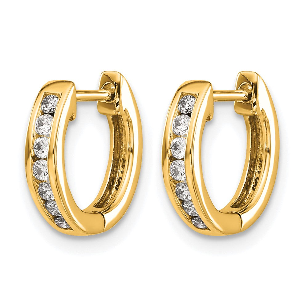 14K Gold Diamant-Creolen, glänzend, mit Klappscharnier