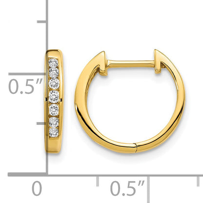 14K Gold Diamant-Creolen, glänzend, mit Klappscharnier