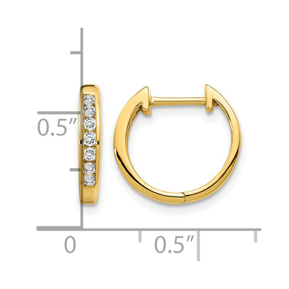 14K Gold Diamant-Creolen, glänzend, mit Klappscharnier