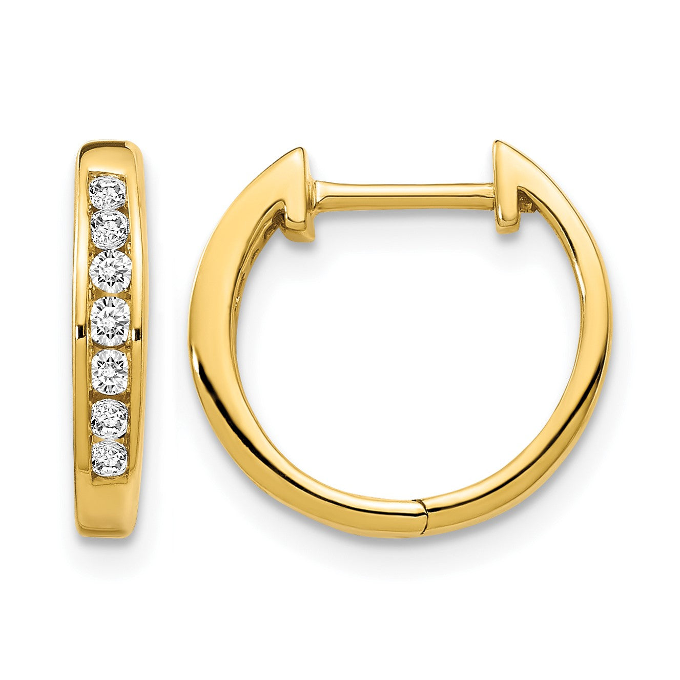 14K Gold Diamant-Creolen, glänzend, mit Klappscharnier