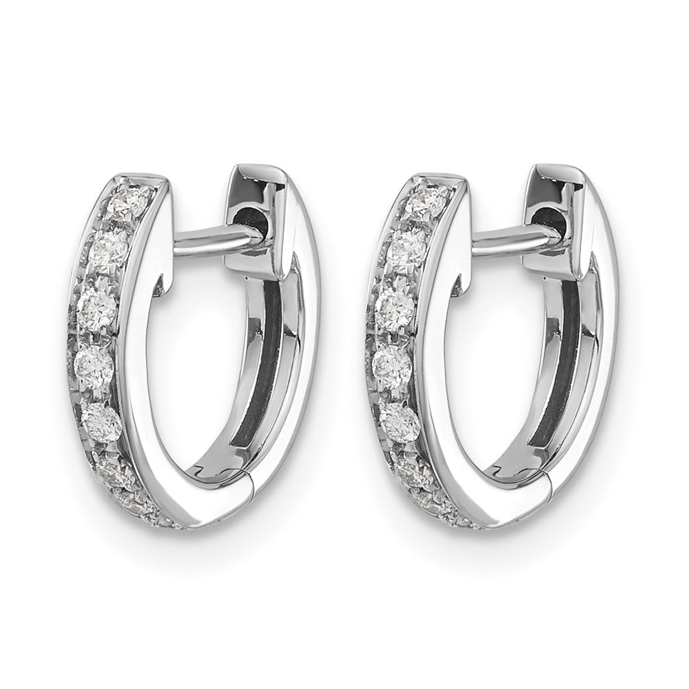 14K Weißgold Creolen mit echten Diamanten, Klappscharnier