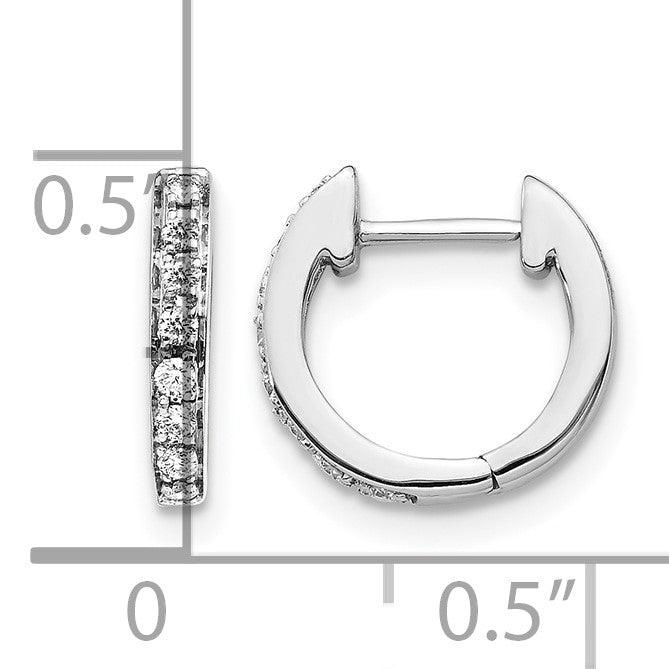 14K Weißgold Creolen mit echten Diamanten, Klappscharnier