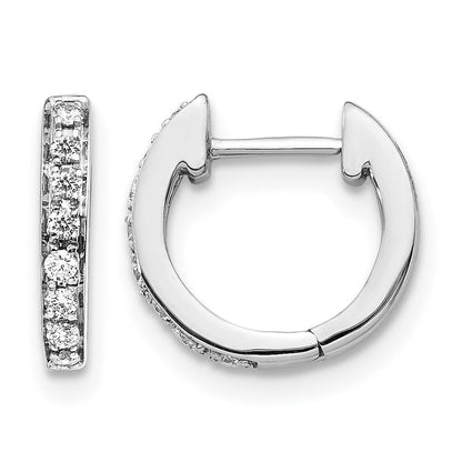 14K Weißgold Creolen mit echten Diamanten, Klappscharnier
