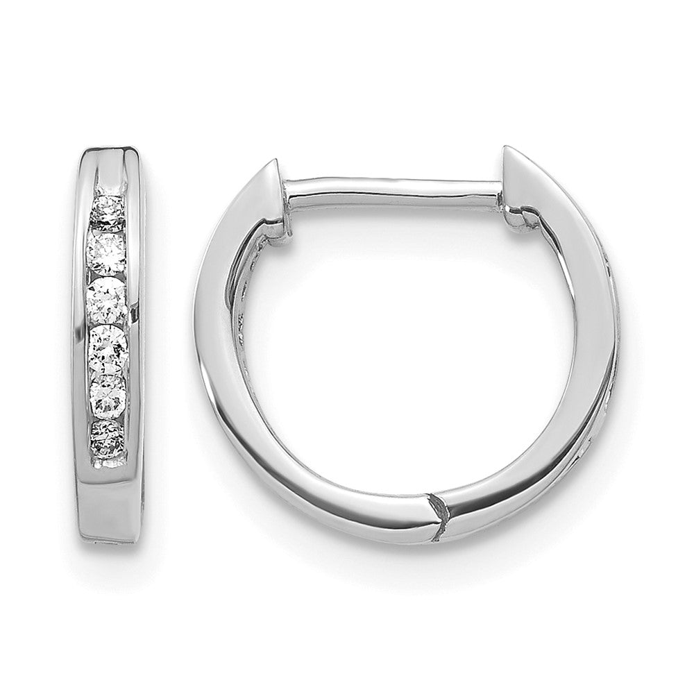 10K Weißgold Poliert Diamant Klappbar Creolen