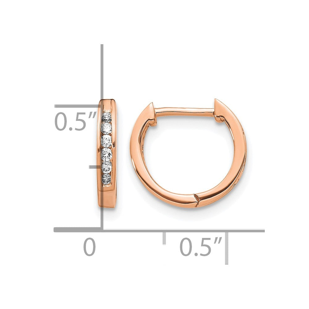 14K Roségold Polierte Echte Diamant-Creolen mit Scharnier