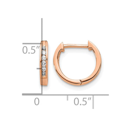 14K Roségold Polierte Echte Diamant-Creolen mit Scharnier