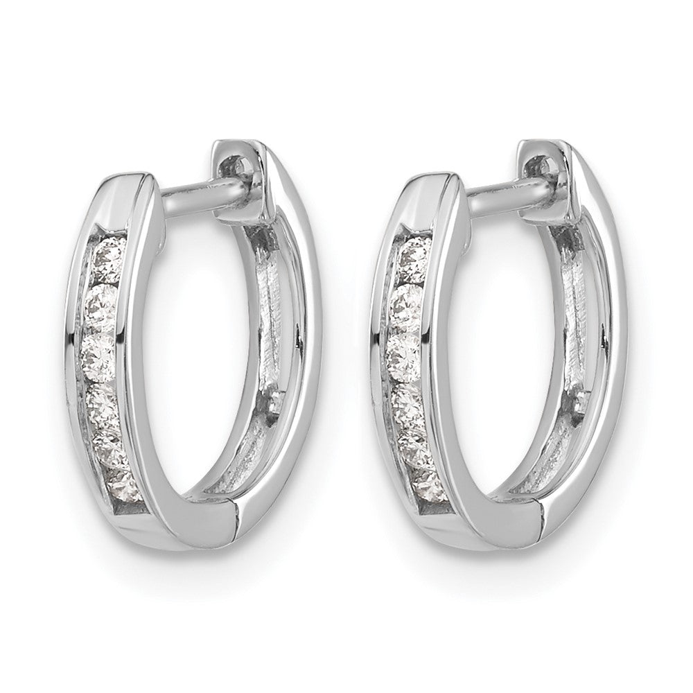 14K Weißgold Poliert Echte Diamant Creolen mit Scharnier