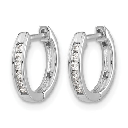 14K Weißgold Poliert Echte Diamant Creolen mit Scharnier
