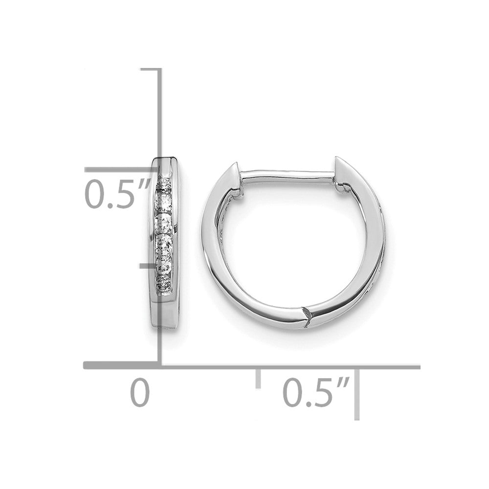 14K Weißgold Poliert Echte Diamant Creolen mit Scharnier