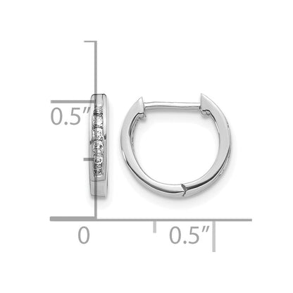 14K Weißgold Poliert Echte Diamant Creolen mit Scharnier