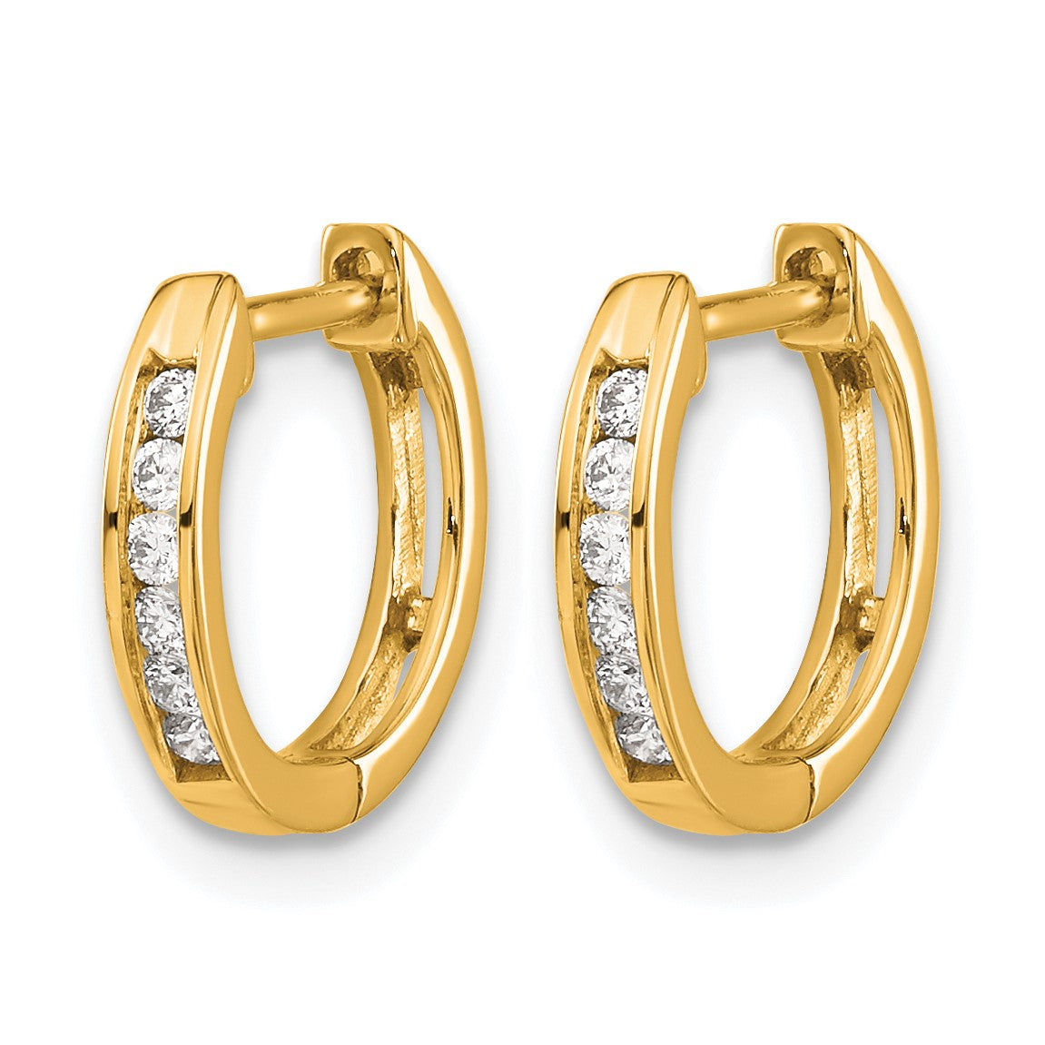 14K Gelbgold Creolen mit Klappscharnier, poliert, mit echten Diamanten