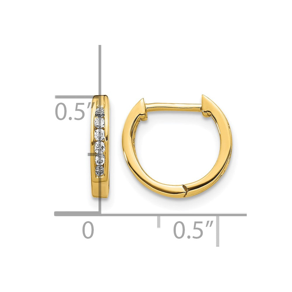 14K Gelbgold Creolen mit Klappscharnier, poliert, mit echten Diamanten
