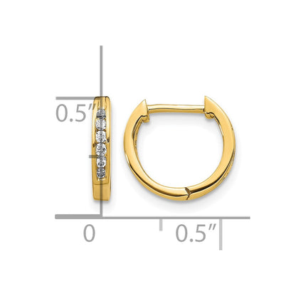 14K Gelbgold Creolen mit Klappscharnier, poliert, mit echten Diamanten