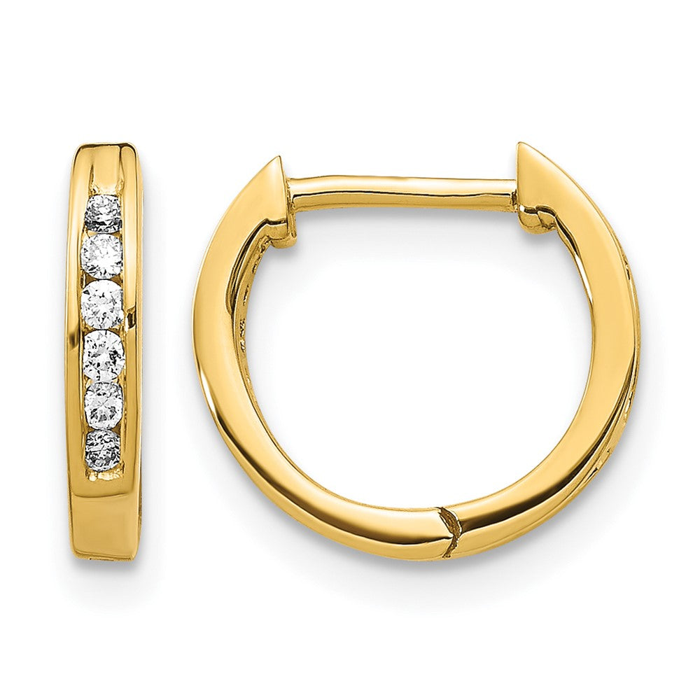 14K Gelbgold Creolen mit Klappscharnier, poliert, mit echten Diamanten