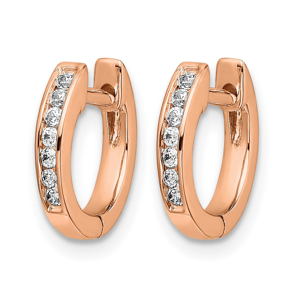 14K Roségold Creolen mit Scharnier, 0,125 ct. laborgezüchtete Diamanten VS/SI+ G+