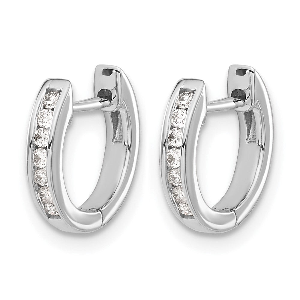 14K Weißgold Poliert Echte Diamant Creolen mit Klappscharnier