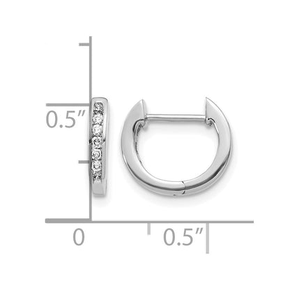 14K Weißgold Poliert Echte Diamant Creolen mit Klappscharnier