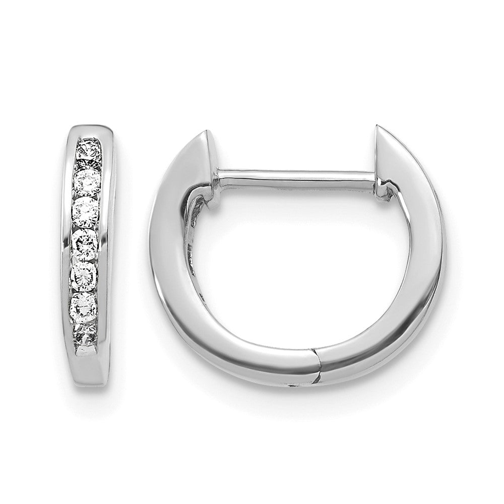 14K Weißgold Poliert Echte Diamant Creolen mit Klappscharnier
