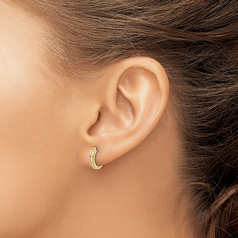 14K Gelbgold Creolen mit 0,125 ct. Laborgezüchteten Diamanten VS/SI+ G+, mit Scharnier