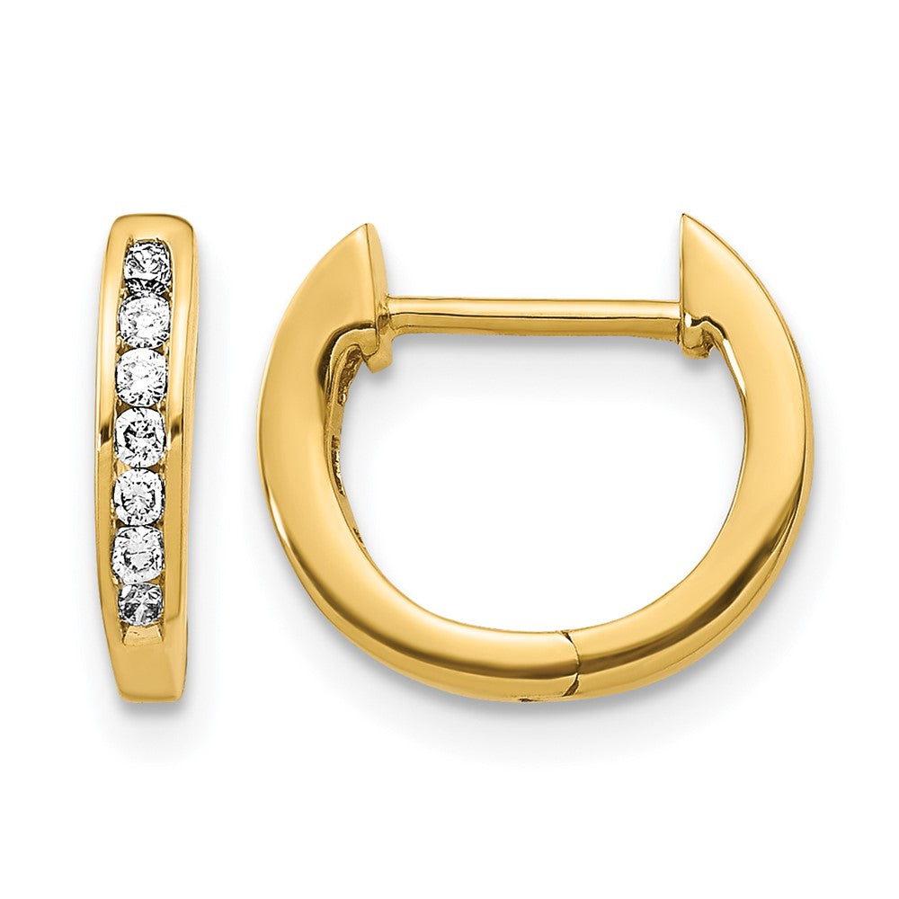 14K Gelbgold Creolen mit 0,125 ct. Laborgezüchteten Diamanten VS/SI+ G+, mit Scharnier
