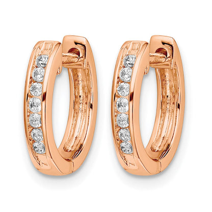 14K Roségold Creolen mit echten Diamanten und Klappscharnier