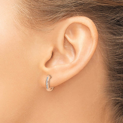 14K Roségold Creolen mit echten Diamanten und Klappscharnier