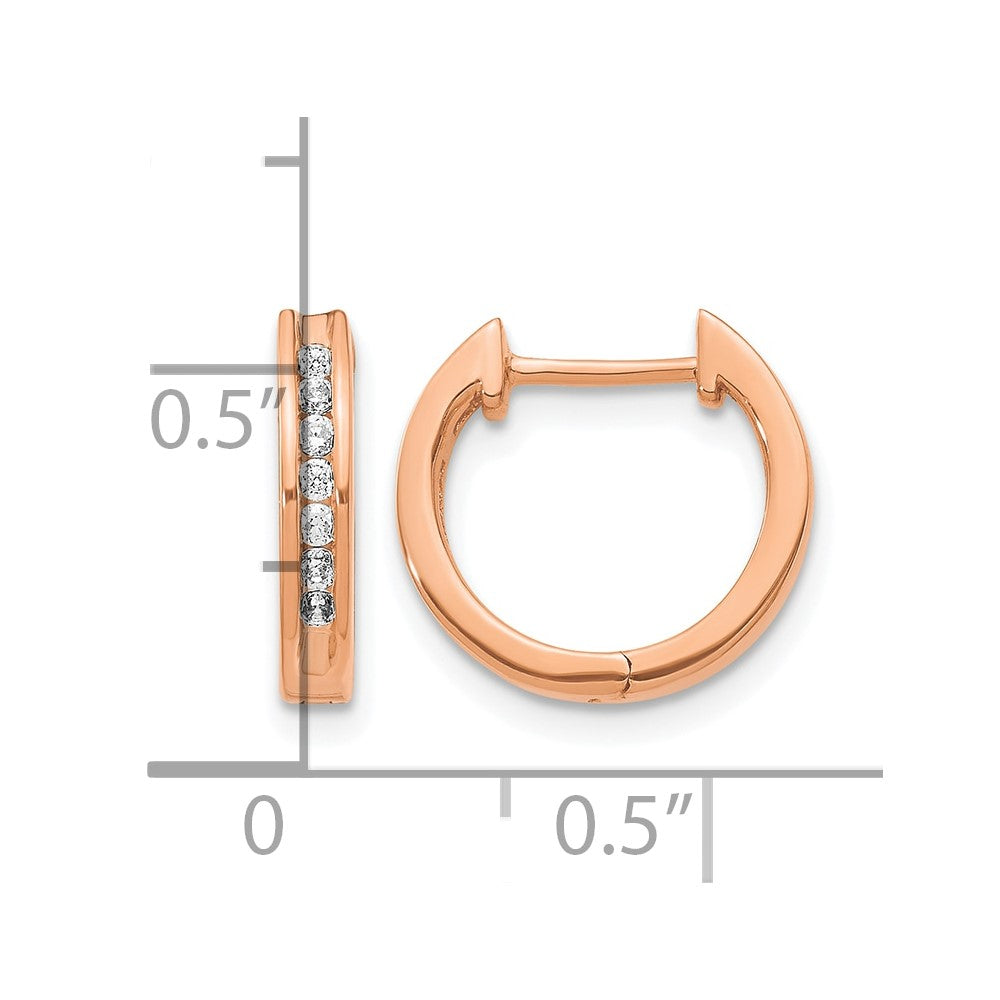 14K Roségold Creolen mit echten Diamanten und Klappscharnier