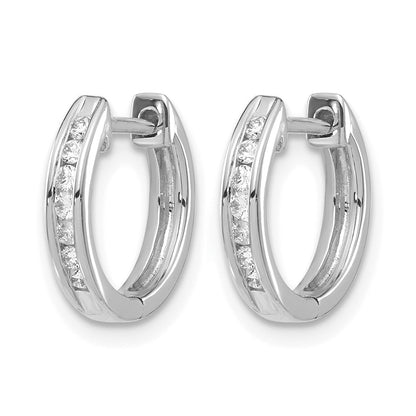 14K Weißgold Creolen mit Klappscharnier und echten Diamanten
