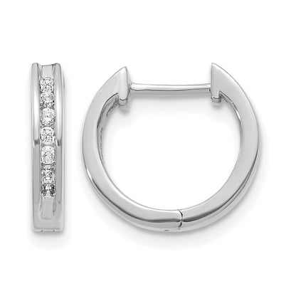 14K Weißgold Creolen mit Klappscharnier und echten Diamanten