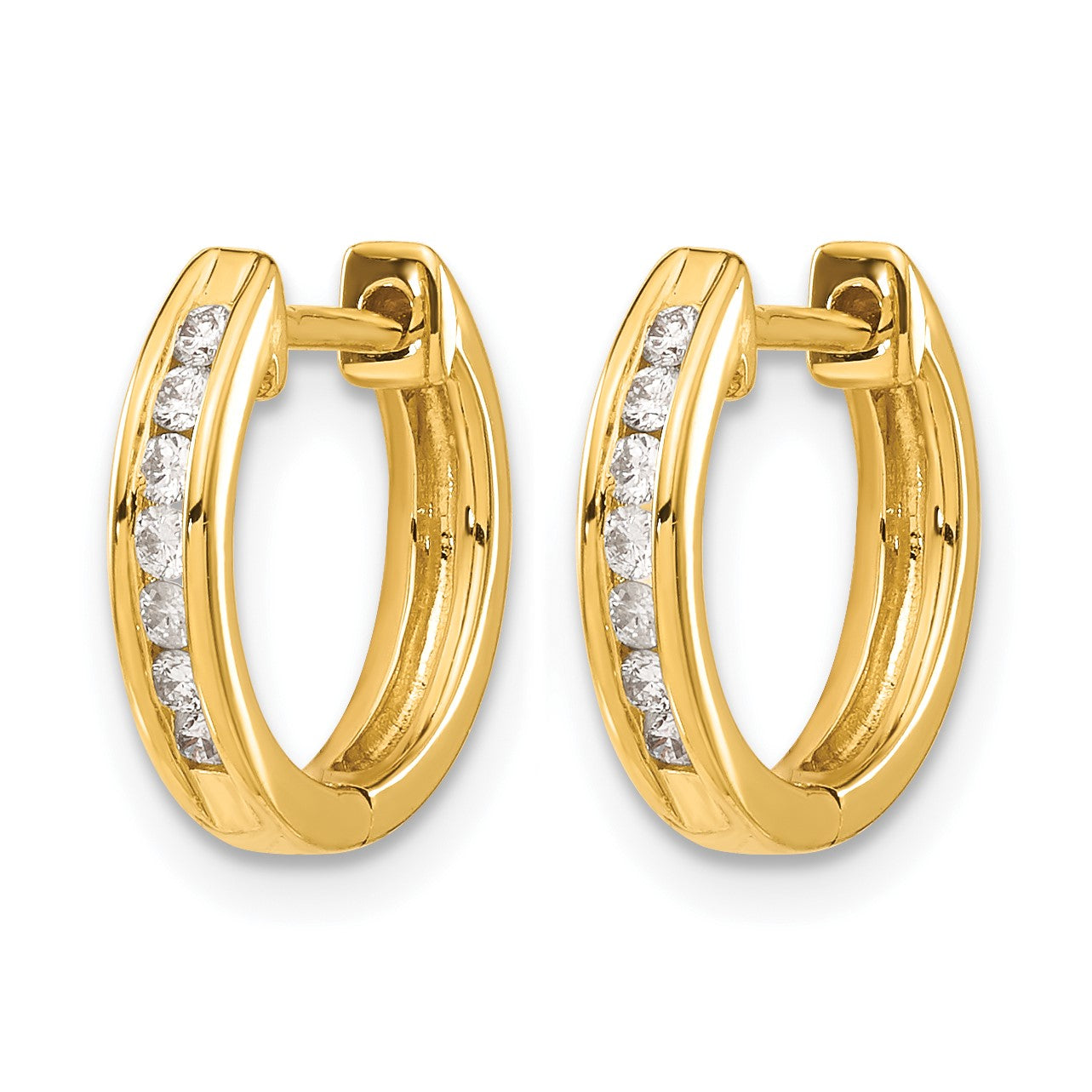14K Gelbgold Creolen mit Klappscharnier und echten Diamanten