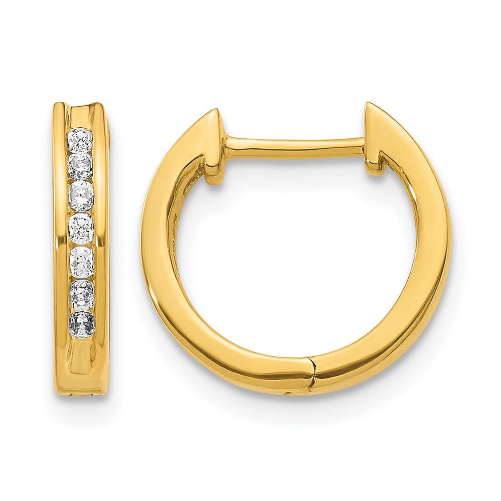 14K Gelbgold Creolen mit Klappscharnier und echten Diamanten
