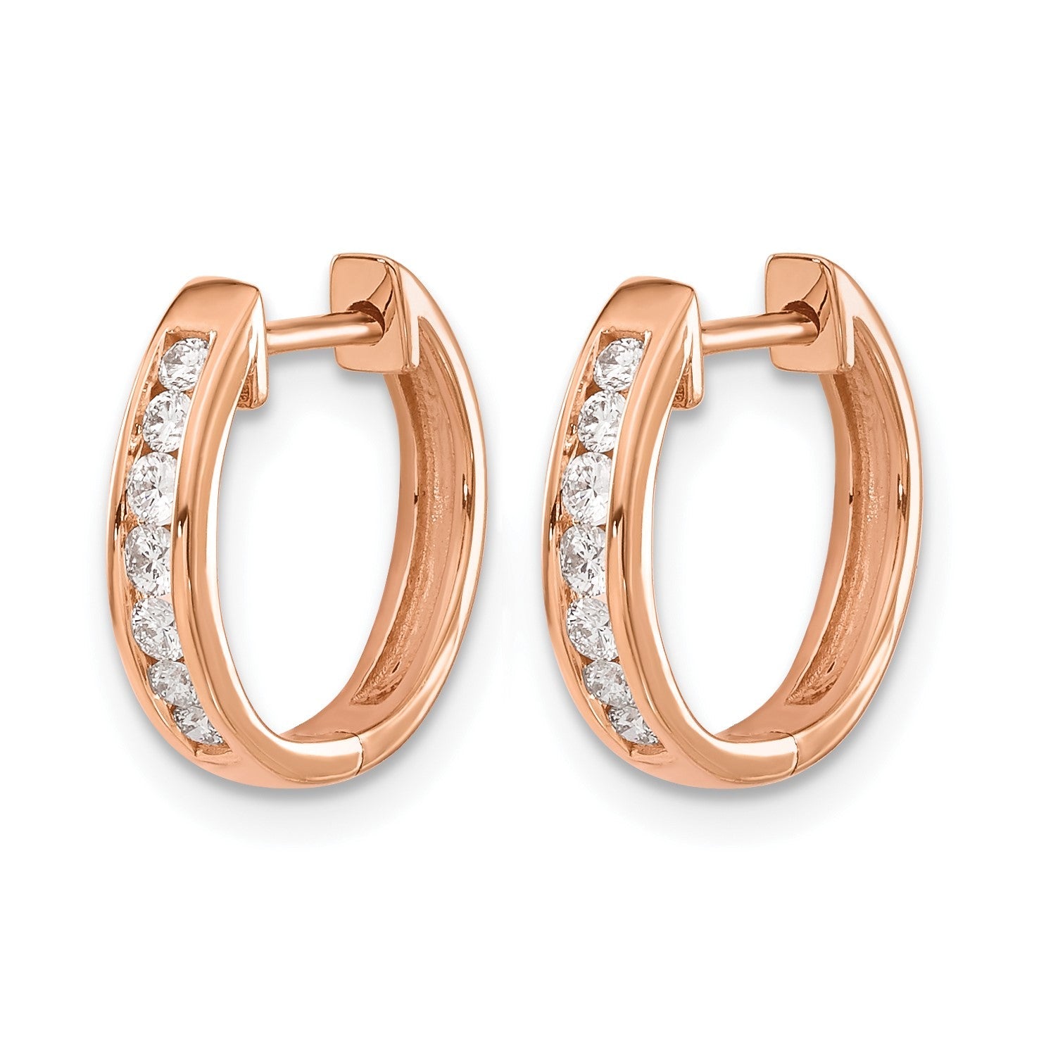 14K Roségold Creolen mit Klappscharnier und echten Diamanten