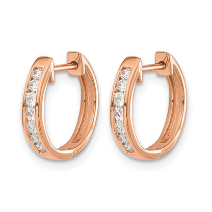 14K Roségold Creolen mit Klappscharnier und echten Diamanten