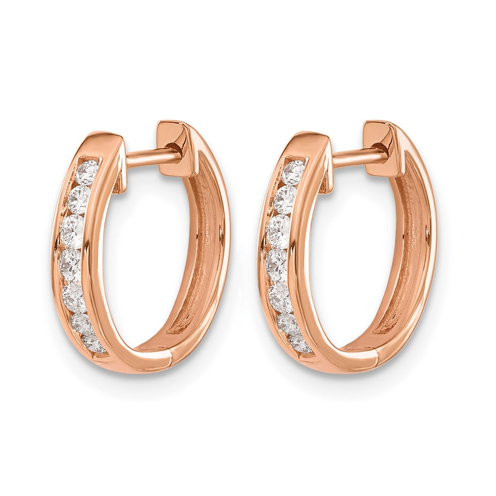 14K Roségold Creolen mit Klappscharnier und echten Diamanten