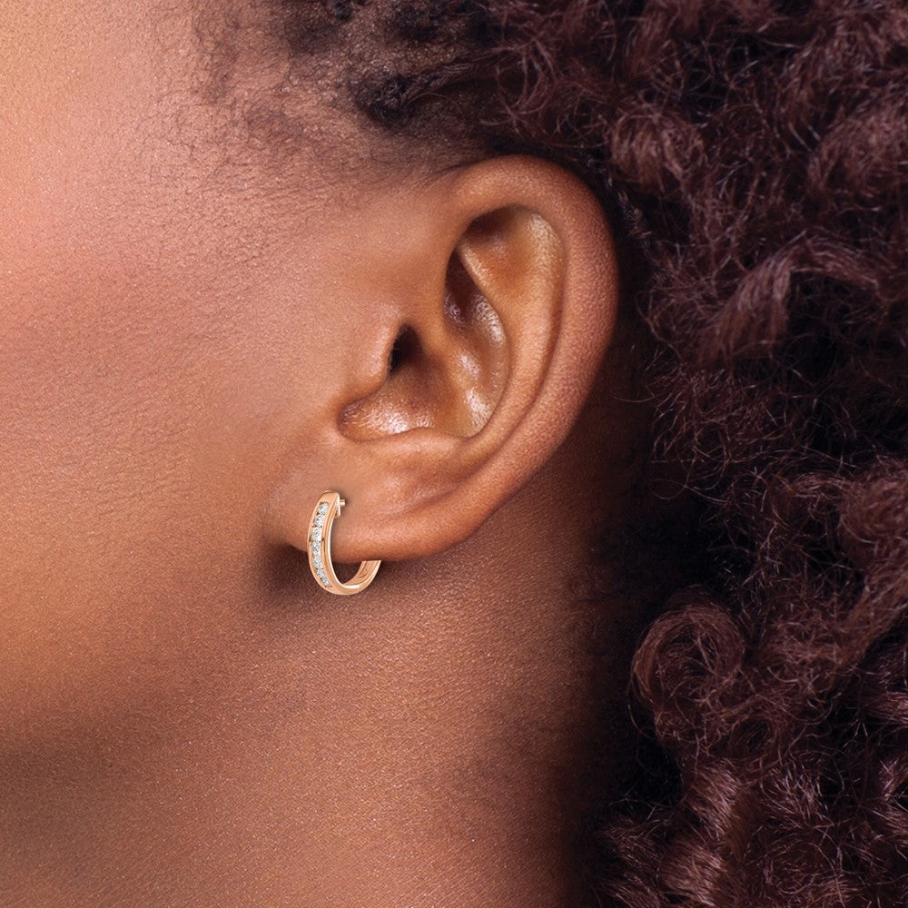 14K Roségold Creolen mit Klappscharnier und 0,25 ct. im Labor gezüchteten Diamanten VS/SI+ G+