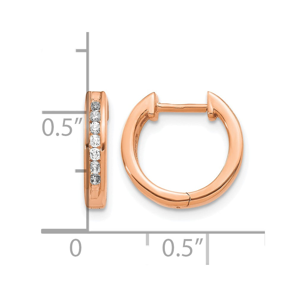 14K Roségold Creolen mit Klappscharnier und 0,25 ct. im Labor gezüchteten Diamanten VS/SI+ G+